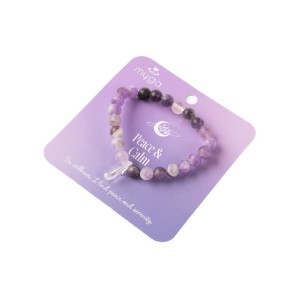 Bransoletka myga Crystal Peace & Calm - kryształ górski, ametyst chevron, fluoryt