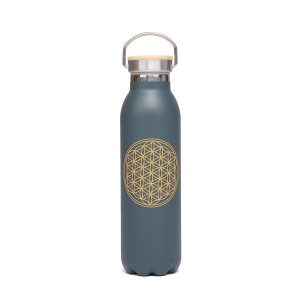 Butelka termiczna Bodhi 600 ml stal nierdzewna, wzór Kwiat Życia, matowy antracyt