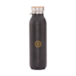Butelka termiczna Bodhi 600 ml stal nierdzewna, wzór OM, matowa czerń
