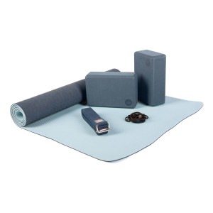 Zestaw do jogi Bodhi Yoga Set Flow: mata, klocki, pasek - granatowy