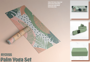 Zestaw do jogi myga Palm Yoga Set: mata, klocek, pasek